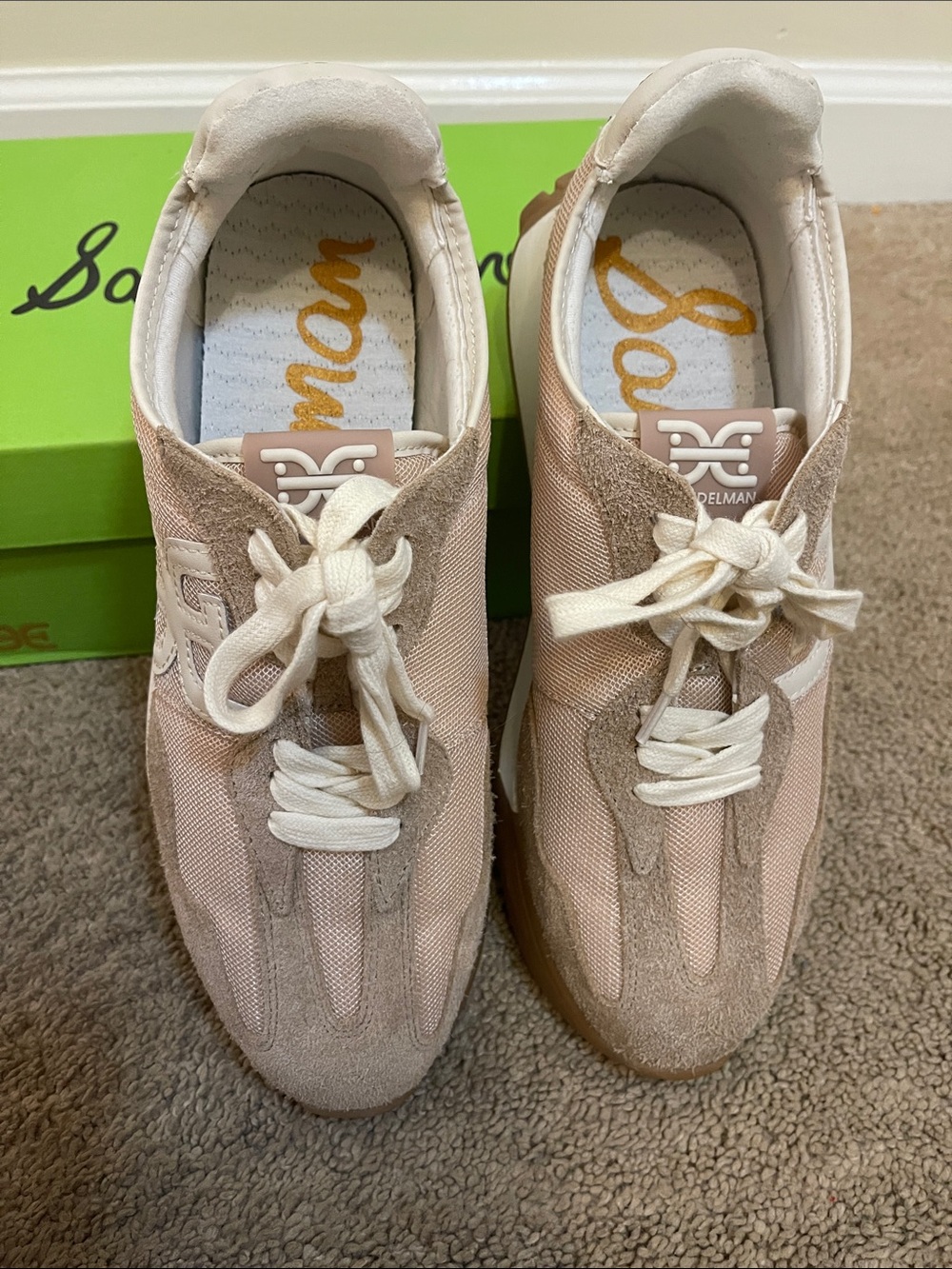 Sam Edelman Beige & Taupe Suede Mesh Sneakers Langley3 size 9 - Picture 2 of 10